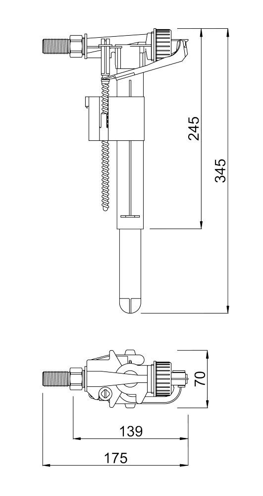 Fill valve HVK G 3/8 brass shank