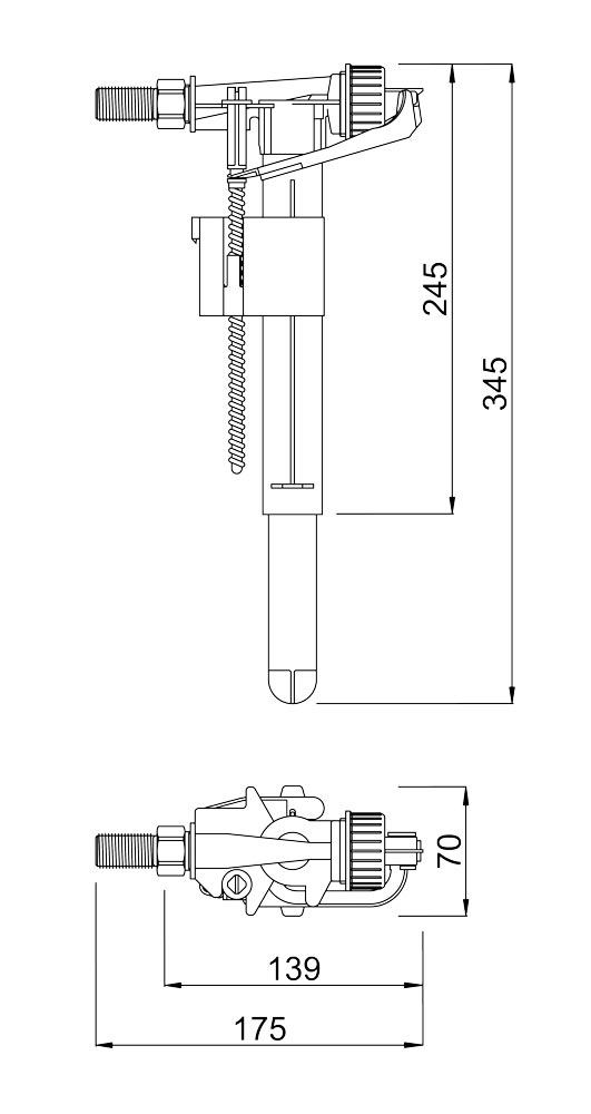 Fill valve HVK G 3/8 brass shank