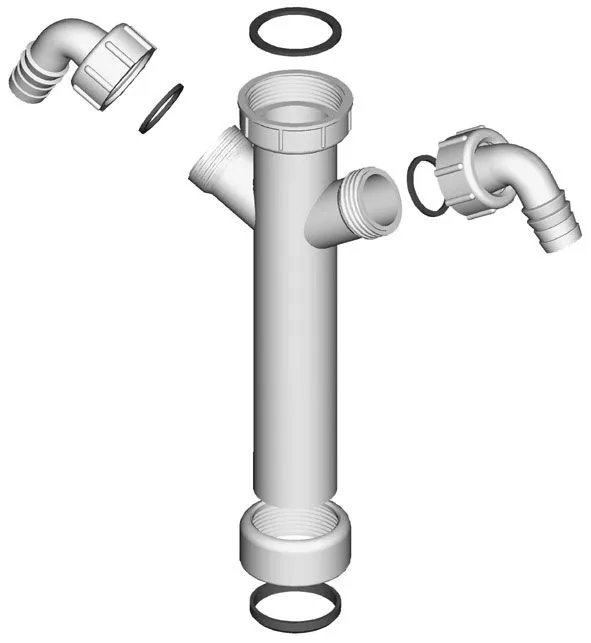Extension with two connections to dishwasher Ø 40 mm