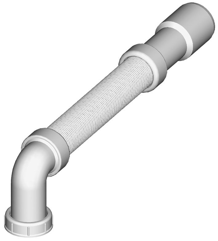 Flexible tube with a crimped connecting elbow