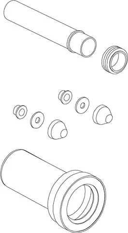 Extra long WC connection kit Ø 90 mm, L=300 mm