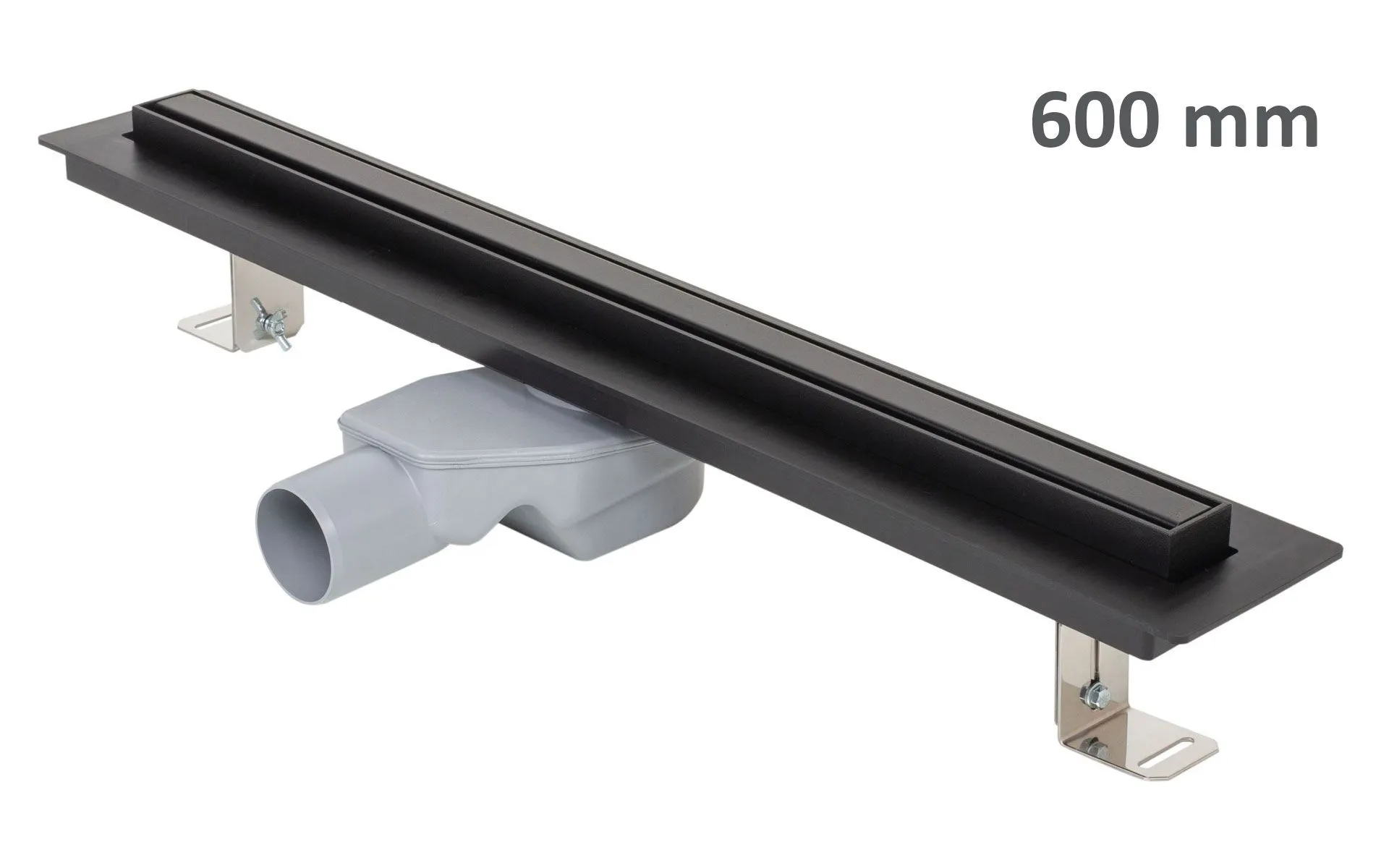 Shower drain ELEGANCE, stainless steel frame, grid STANDARD/CUSTOM 600 mm, black, Ø 50 mm
